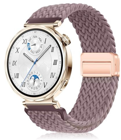 YealRed 18mm Bracelet pour Huawei Watch GT 6/GT 5/GT 4 41mm/GT 5 Pro 42mm, Bande de Remplacement Magnétique en Nylon Hommes et Femmes Compatible avec Huawei Watch 5 42mm (Violet)