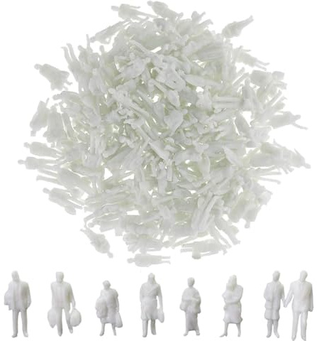 100 statuette bianche non dipinte, diverse statuette in piedi, traccia H0 1:75, diverse pose, personaggio in miniatura, per progetti di pianificazione architettonica, modellismo ferroviario