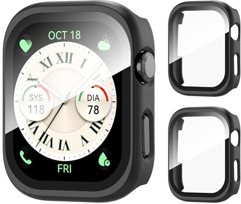 AIDOWU 2 Pièces Dur PC Coque Protection pour Huawei Watch D2 Protection Écran Verre trempé 9H Intégré,Résistant Aux Rayures,Match Précis Case,Noir&Noir