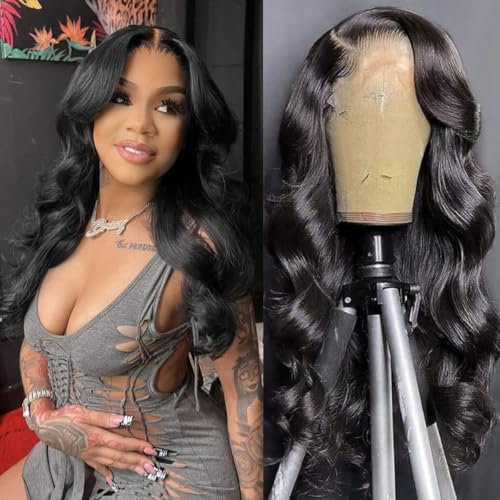 Worldnewhair 13x6 Body Wave Lace Front Wigs Human Hair HD Lace Frontal Wig for Women 18 Inch Glueless Wigs Human Hair Pre Plucked Natural Black Frontal Wigs Body Wave Human Hair Wig 180 Density
