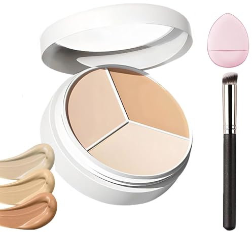 3 Farben Wasserdichte Concealer,Full Cover Concealer Palette,Dreifarbiger Gesichts-Concealer, Kaschiert Augenringe, Geeignet FüR Alle Hauttypen (1pcs, Gleiche Größe)