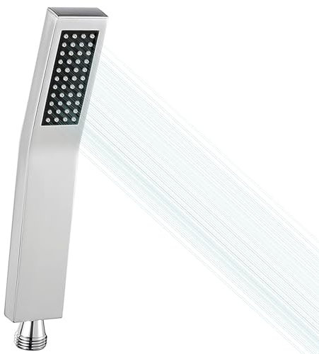 Small Shower Head, Square Shower Head High Pressure with 304 Stainless Steel Self Cleaning Silicone Single Function, Powerful Shower Head, Standard G1/2 Inch Connector, for Home Bathroom Use