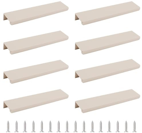 MOROBOR 8 Stück Kaschmir-graue Fingerkantengriffe, Aluminiumlegierung, verdeckte Griffe, moderner Stil, Schubladengriffe für Zuhause, Küche, Tür, Schrank, 150 mm