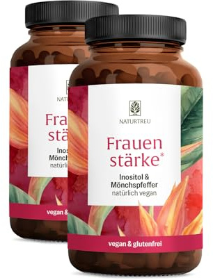 NATURTREU® Myo Inositol & Mönchspfeffer hochdosiert | Vorteilsbundle 2er Paket, 180 Frauen Vitamine Kapseln mit L-Carnitin, Folsäure, B12 & Eisen - Vitex Agnus Castus