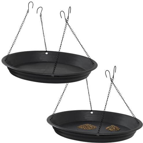 Woodside Bird Feeder Seed Catcher Tray – 2 Pack, 32cm Diameter, Easy-Hook Installation, Drainage Holes – Reduce Waste & Tidy Garden