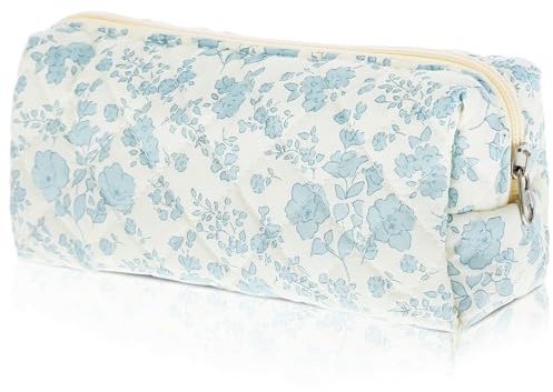 XLIUAX Blumen Mäppchen Aesthetic, Süßes Pencil Case, Ästhetische Stifttasche mit Reißverschluss, Weiche Gestepptes Stiftetui Organizer, Weit Öffnende Schminktasche für Büro Schulbedarf