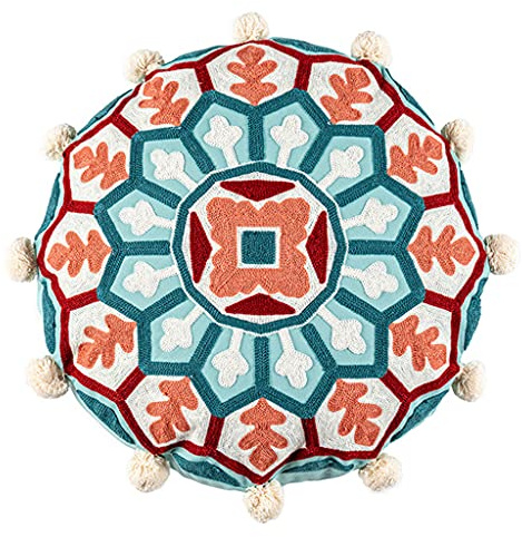 THINCAN Marokko Rundes Hippie Bodenkissen Für Gehäuse Muster Pouf Cushion Cov Pouf Cover Rund