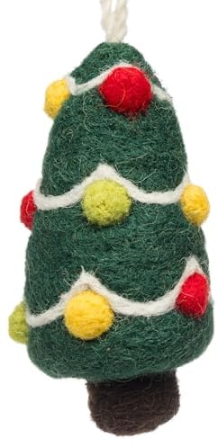 SIKORA Filz Anhänger hangemachter Christbaumschmuck aus Wollfilz Deko Figur Weihnachten Ornament - Handmade in Nepal, Farbe:Weihnachtsbaum 9cm - FZ9