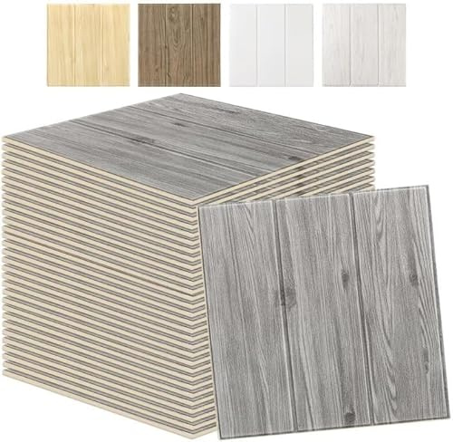 Selbstklebende Holzpaneele for Abziehen und Aufkleben, wasserfeste Wandverkleidung for Wohnzimmer, Schlafzimmer, Decke, Flur, Badezimmer, Tapete(B,20 tiles)