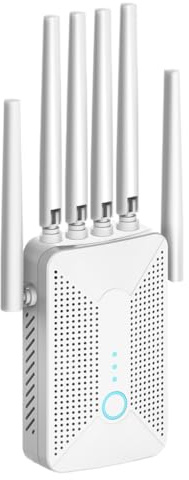 Ripetitore WiFi Potente con 6 Antenne ad Alto Guadagno, Amplificatore WiFi per Casa con Copertura fino a 250m², WiFi Extender con Porta RJ45 e WPS - Installazione Facile