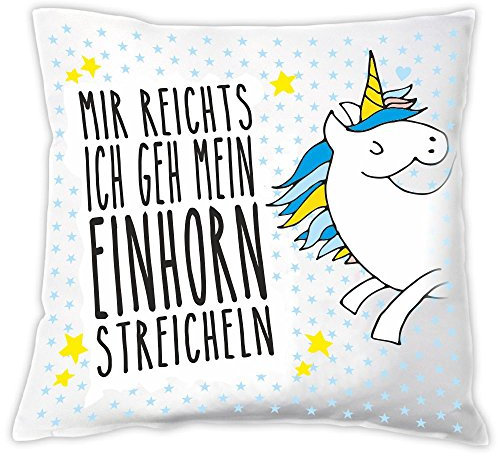 4youDesign Kissen-Einhorn Mir reichts ich GEH Mein Einhorn streicheln, für sie/Mädchen/Frau, Zierkissen, Dekokissen, Geburtstagsgeschenk, Geschenkidee