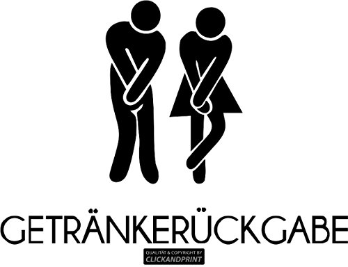 CLICKANDPRINT Aufkleber » WC Sticker Getränkerückgabe, 30x21,1cm, Schwarz • Wandtattoo/Wandaufkleber/Wandsticker/Wanddeko/Vinyl