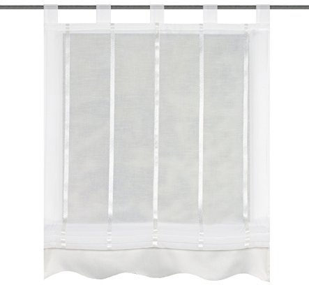 Home fashion Schlaufenrollo Längsstreifen, Polyester, Natur, 140 x 100 cm
