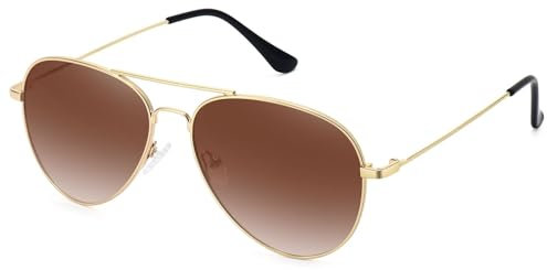WOWSUN Classic Polarized Sunglasses for Women Men (Brown lens golden frame)