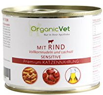 OrganicVet Katze NassfutterSensitive Sensitive Rind mit Vollkornnudeln, 6er Pack (6 x 200 g)