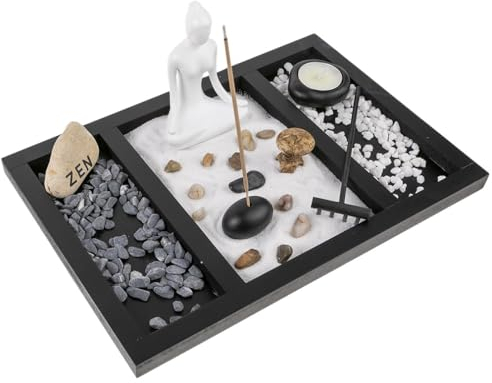 lachineuse - Zen-Garten Meditation – asiatischer Kerzenhalter – Zen-Dekoration – Garten mit Sand – asiatische Atmosphäre – für Innen Haus Büro – Geschenkidee Japan – asiatische Deko