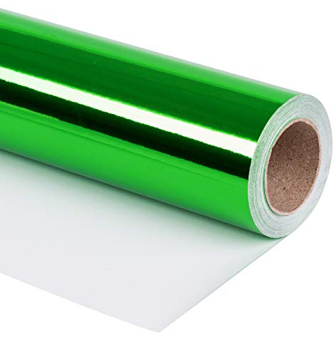 RUSPEPA Papier D'Emballage Métallisé Vert - Papier De Couleur Unie, Idéal Pour Les Cadeaux De Mariage, Anniversaire, Noël Et Baby Show - 76 CM X 10 M