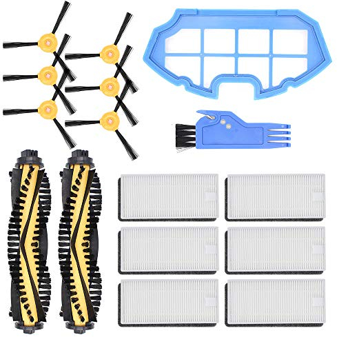 DingGreat Kit de Recambios de Accesorios para Aspiradora Ecovacs Deebot N79 N79S, Paquete de 2 cepillos Principales, 6 filtros, 6 cepillos Laterales, 1 Filtro primario,1 Cepillo de Limpieza