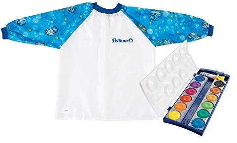 Pelikan Malschürze blau mit Klettverschluss (+ 12er Farbkasten)