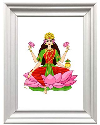 Din A4 Kunstdruck ungerahmt Lakshmi Gottheit Hindu Reichtum Buddha Göttin Druck Poster Deko Bild