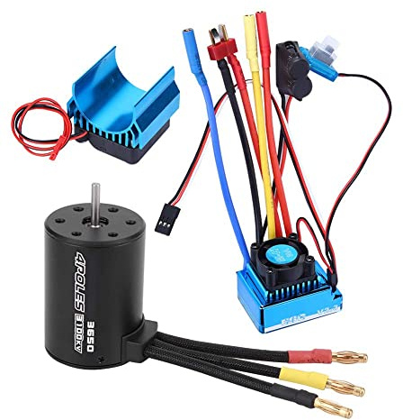 Moteur sans balais ESC, 3650 45 A/60 A/80 A/120 A en alliage à l'échelle 1:10, moteur RC 3100 KV, ESC sans balais et dissipateur thermique adapté pour voiture jouet télécommandée 1/10 (80 A)