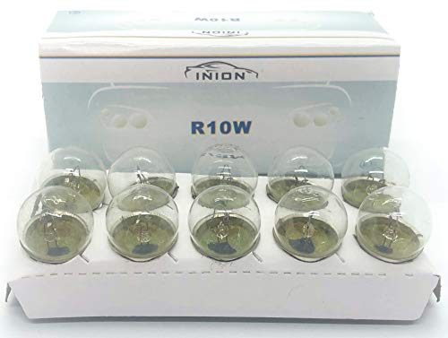 INION 10x Stück R10W BA15S 10W 12V Glühlampe Nebelschlussleuchte Rückleuchte Autolampen Zugelassen (R10W)