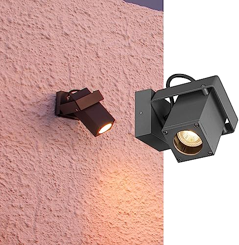 SLV Wand- und Deckenaufbauleuchte THEO BRACKET CW / Beleuchtung für Wände, Wege, Eingänge, LED Spot außen, Aufbau-Leuchte Outdoor, Gartenlampe, Decken-Strahler / GU10 IP65 7.0W anthrazit