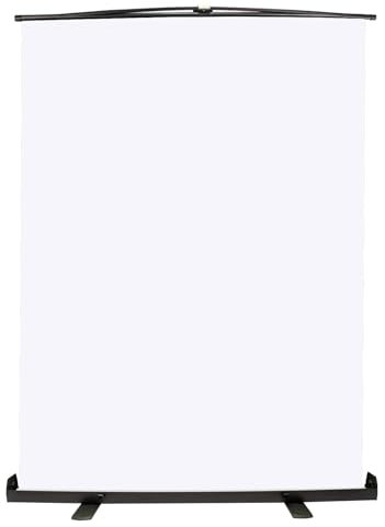 White Screen, 156x206cm Floor Projector Screen for Photo Backdrop Video Studio, Portable Pull Up Background White Wrinkle-Resistant with Auto-locking Frame for Indoor Outdoor Photography