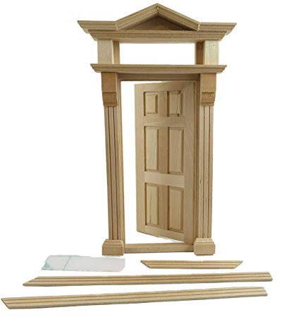 Dolls House Victorian Front Entrance Door Top Light 6 Panel Wooden External DIY