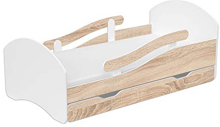 BDW Kinderbett Jugendbett 140 160 180 mit Einer Schublade mit Matratze (180x80cm Eiche Sonoma)