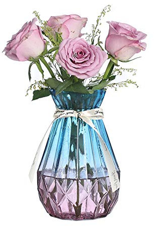 CIEEIN CIEHT Glas Vase Blumenvase Vasen Home Office Dekoration und Veranstaltungen Blau Volett 15cm
