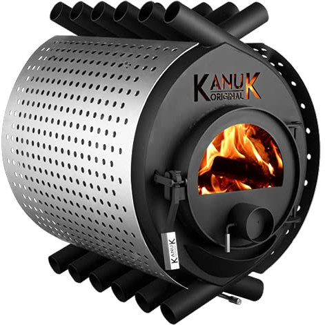 Warmluftofen Kanuk® Original 26 kW - Werkstattofen - Top Qualität - Zulassung für Deutschland, Österreich und Schweiz - BimSchV (ohne Untergestell, Seitenverkleidung Spot Edelstahl)