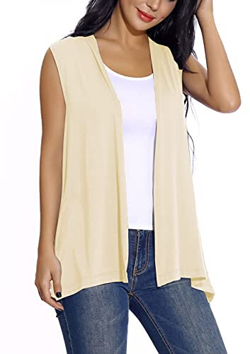Veste sans Manches à Manches Longues pour Femmes, Gilet Léger et Léger (S, Vison d'argent)