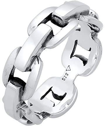 Kuzzoi Massiver Herrenring (8mm) im Ankerketten Design, Bandring für Männer aus 925 Sterling Silber poliert, Lifestyle-Ring im Ketten Look, Ringgröße 64