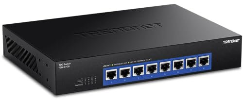 TRENDnet, TEG-S708, Commutateur 8 Ports 10G, 8 Ports 10G RJ-45, capacité de Commutation 160 Gbps montable en Rack, connexions réseau 10 Gigabit, Noir