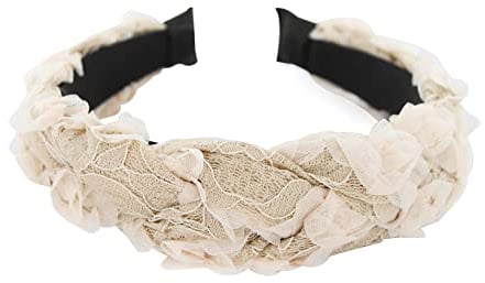 axy Haarreif mit Blumenkranz Look Wunderschön Vintage Look zur Hochzeit Stirnband Haarschmuck Damen Haarreifen HRBLU1 (Beige)