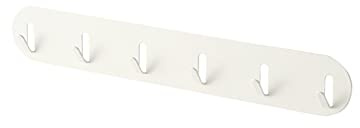 WYJRO Küchenregal Wand Hakenleiste, Küchenreling Hängeleiste Küchenhalterung mit 6 Haken für Küche Badezimmer,Weiß,28.5 * 4.5cm