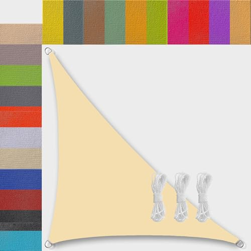 Ufamiluk sonnensegel dreieckig wasserdicht 2x2x2.8m sonnensegel Balkon Regenschutz 95% UV Schutz Windschutz Überdachung Plane für Garten Terrasse Outdoor Camping Patio Schwimmbad Beige