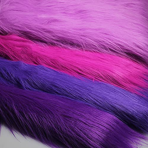 DIY-Stoff Lila Kunstpelz Stoff Langer Stapel 12cm Luxus Zotteliger Pelzstoff Zum Basteln Foto Prop Hintergrund Fursuit Teppiche Kostüme Mode Dekoration Cosplay 50x170cm(Color:3 Purple)