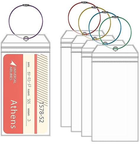 5 Stück Kofferanhänger Kreuzfahrt, 8.8 * 18.2cm Kreuzfahrt Gepäckanhänger Transparent PVC Gepäckanhänger mit Verschraubbaren Farbigen Metallband Wasserfest für Koffer Gepack
