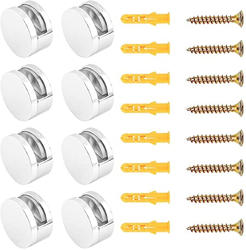 VOANZO Lot de 8 clips de miroir ronds multifonctionnels pour étagère en verre avec tube d'extension