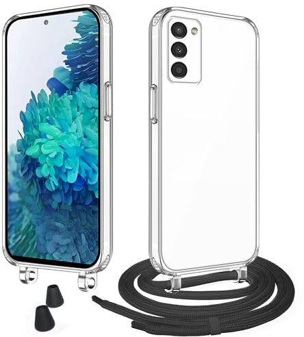 WenBaby Handykette mit Band für Samsung Galaxy S20 FE Schutzhülle Necklace Hülle mit Band Handyhülle für zum Umhängen Transparent Case mit Schnur,Schwarz