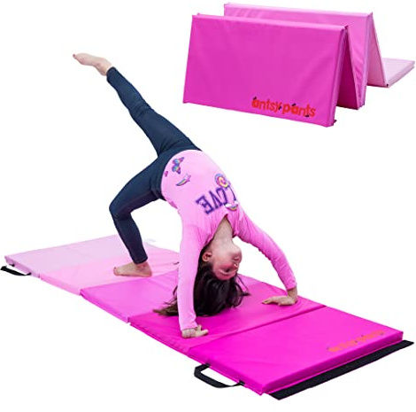 Flybar - Antsy Pants - Tapis de gymnastique facile à nettoyer, robuste, pliable, rembourré, portable, poignée de transport, équipement de gymnastique pour activités et jeux, pour enfants, rose dégradé