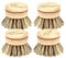 Joejis Hard Bristle Dish Brush Replacement Heads Set of 4 Wooden Eco Washing Up Brush with Sisal Fibre Bristles - Dish Brushes for Washing Up Plates, Stove Tops, Bathtubs, & More
