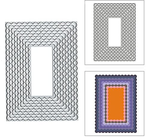 Metall-Stanzformen mit gewelltem Rechteck, quadratischer Rahmen, Stanzschablonen für Bastelarbeiten, Einladungen, Karten, Scrapbooking, Alben, dekorative Prägepapier-Stanzformen, Kartenherstellung