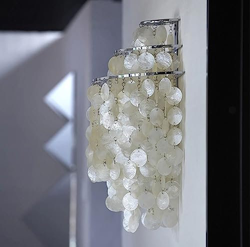 TPWEWRX Moderne Muscheln Wandlampe Wohnzimmer Wandleuchter Leuchten Mini Satin Nickel Muschel Dekor Wandleuchten Schlafzimmer Nachttisch Wandlampe Flur Gang Wandleuchte (D)