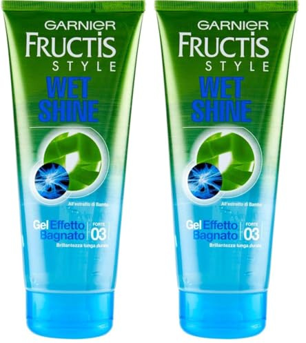 Garnier Fructis Wet Shine Gel Effetto Bagnato Fissaggio Forte, 200 ml (Confezione da 2)