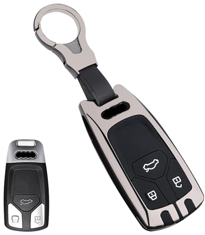 Sucxyor Kompatibel mit Audi Schlüsselhülle A3 A4 A6 A7 A8 Zinklegierung Autoschlüssel Hülle Kompatibel mit Audi Q2 Q3 Q5 Q7 TT TTS Schlüssel Cover Schutzhülle mit Schlüsselanhänger