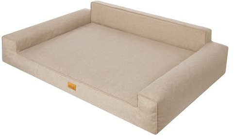 DOGGY Hundebett, Hundematratze, Hundecouch, für kleine und große Hunde, Hundekissen, Hundekorb, Haustier, Schlafplatz, Hundemöbel, Beige, L: 78x53 cm