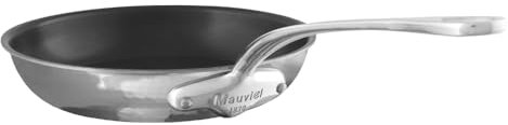 Mauviel M'Elite Poêle Inox Martelé Poli 5 Plis Manche Fonte Inox 20,1 cm Made In France